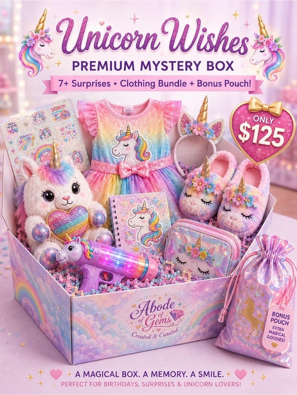🦄 Unicorn Wishes Premium Mystery Box ✨ 7+ Surprises • Clothing Bundle + Bonus